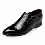 Men genuine leather shoes elevator height increasing loafers
